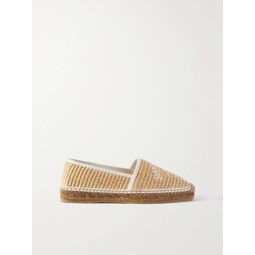 JIMMY CHOO Brie leather-trimmed embroidered raffia espadrilles