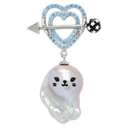 Silver   Blue Kitten Baroque Pearl Single Earring 241405F022020