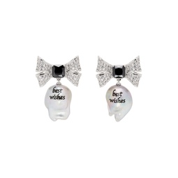 Silver   White Best Wishes Pearl Earrings 241405F022017