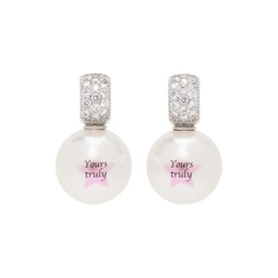 Silver   White Yours Truly Bubble Earrings 241405F022012