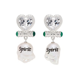 Silver   White Spirit Pearl Drop Earrings 241405F022004