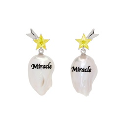 Silver   Yellow Miracle Pearl Earrings 241405F022009
