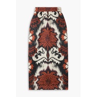 Winter Dalliance printed wool and silk-blend cloque midi skirt