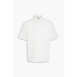 Crinkled cotton-blend poplin shirt