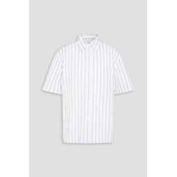 Striped crinkled cotton-blend poplin shirt