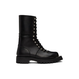 Black Metal Toe Combat Boots 231623M255033