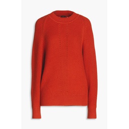 Ribbed cotton, wool and cashmere-blend sweater