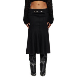 Black Flared Midi Skirt 232201F092000