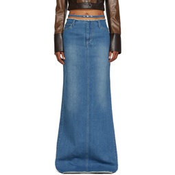 Blue Faded Denim Maxi Skirt 232201F093001