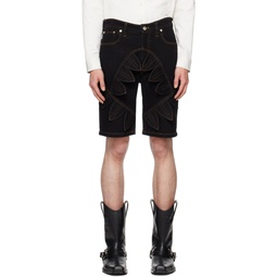 Black Petal Denim Shorts 241092M193000