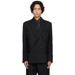 Black Double Breasted Blazer 222016M180002