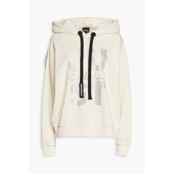 Crystal-embellished French cotton-terry hoodie