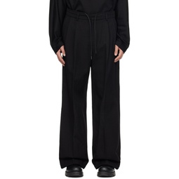 Black Pleated Trousers 241343M191012