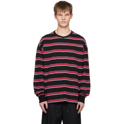 Black Striped Long Sleeve T Shirt 231343M213010