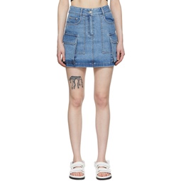 Blue Denim Cargo Mini Skirt 221343F090005