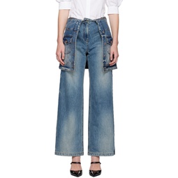 Blue Layered Jeans 241343F069003