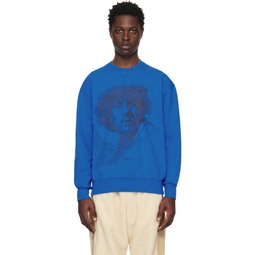 Blue Embroidered Sweatshirt 231477M204005