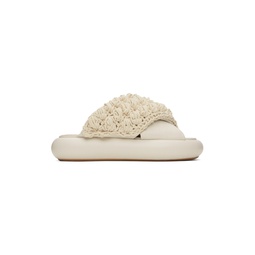 Off White Platform Crochet Sandals 241477F124005