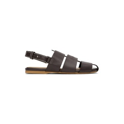 Brown Leather Fisherman Sandals 241477F124014