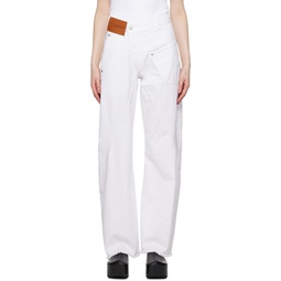 White Crystal Cut Jeans 241477F069008