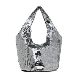 Silver Mini Sequin Shopper Bag 241477F048032