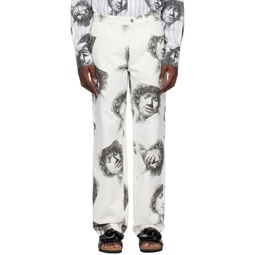 White Printed Jeans 231477M186000