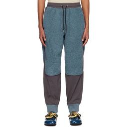 Blue   Gray Colorblock Sweatpants 231477M190010