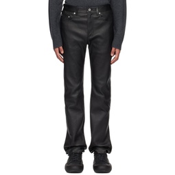 Black Slim Fit Leather Pants 232477M189000