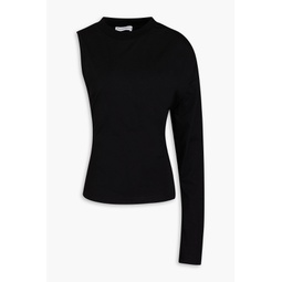 One-sleeve stretch-jersey top