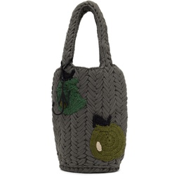 SSENSE Exclusive Gray Apple Knitted Tote 231477F046005