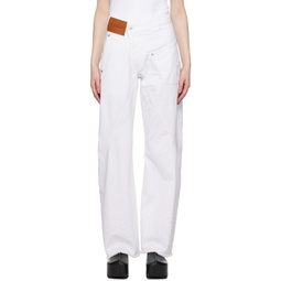 White Crystal-Cut Jeans 241477F069008