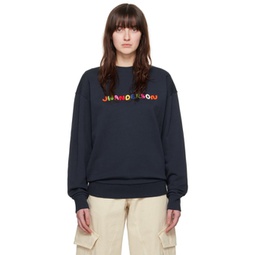 Navy Embroidered Sweatshirt 241477F098001
