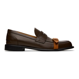 Brown Leather Pin-Buckle Loafers 241477M231009