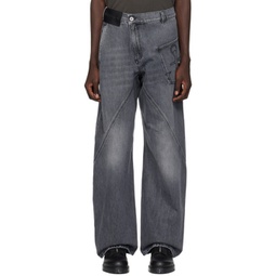 Gray Twisted Jeans 241477M186003