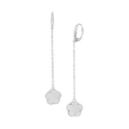 Clover Rhodium Plated, Mother-Of-Pearl & Cubic Zirconia Drop Earrings