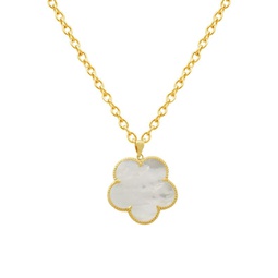 Clover Mother-Of-Pearl 14K Goldplated Pendant Necklace