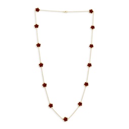 Flower 14K Goldplated & Coral Agate Station Necklace