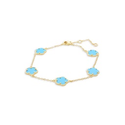 14K Goldplated & Synthetic Turquoise Bracelet
