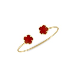 Flower 14K Goldplated & Coral Agate Cuff Bracelet