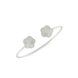 Flower Rhodium-Plated & Mother-Of-Pearl Cuff Bracelet