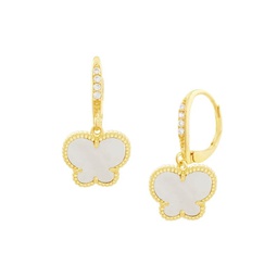 Butterfly 14K Goldplated & Mother of Pearl Drop Earrings