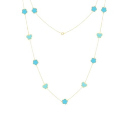 Flower & Butterfly 14K Goldplated & Synthetic Turquoise Necklace