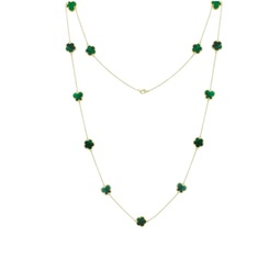 Flower & Butterfly 14K Goldplated & Synthetic Emerald Multi Strand Necklace
