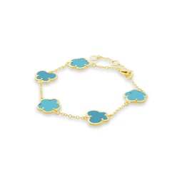 Flower & Butterfly 14K Goldplated & Synthetic Turquoise Bracelet