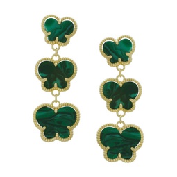 14K Goldplated & Faux Emerald Drop Earrings