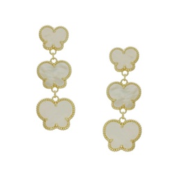 14K Goldplated & Mother-OF-Pearl Tiered Butterfly Earrings