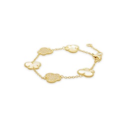 Butterfly 14K Goldplated, Cubic Zirconia & Mother-Of-Pearl Bracelet