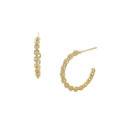 14K Goldplated & Cubic Zirconia Half Hoop Earrings