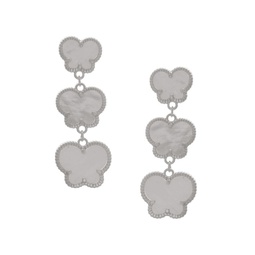Butterfly Collection Silvertone & Mother-Of-Pearl Butterfly Drop Earrings