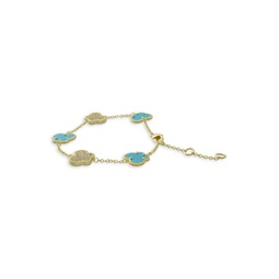 Butterfly Collection 14K Goldplated, Synthetic Turquoise & Cubic Zirconia Bracelet